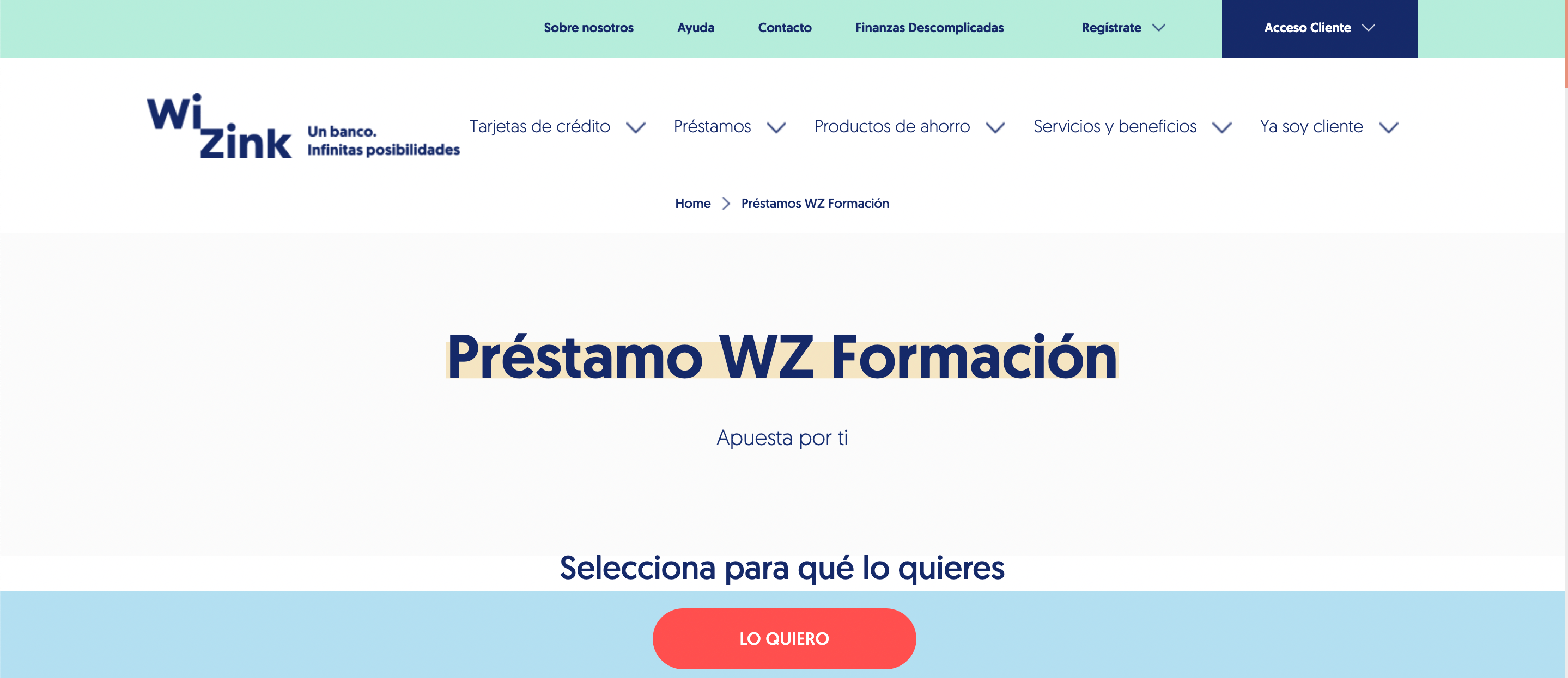 Wizink Préstamo WZ Formación experiencia y discusión